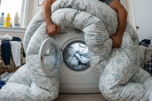 Large Comforter And Tiny Washer 600X400